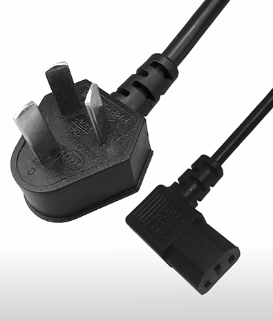 China 3-Pin Plug to C13 Left Angle Type AC Power Cord Set 10A250V