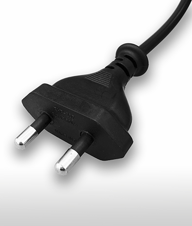 India 2-Pin Non-Grounded, Straight AC Plug, 2.5A 250V