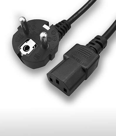 ノルウェーACコードセット L型プラグ アース付 2ピン-C13 10A 250V